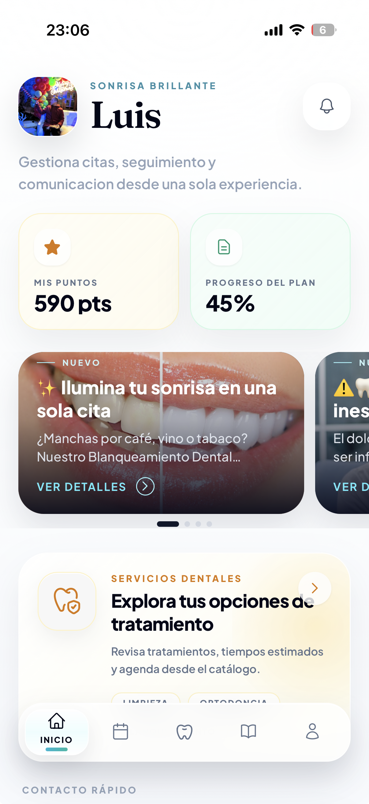 Vista previa de la aplicación de Dr. Josué Castillo en un teléfono